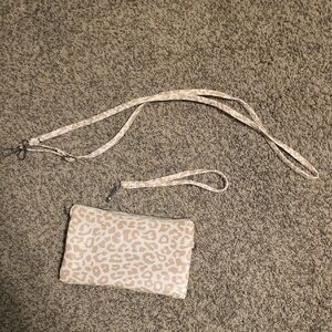 Leopard Print Wristlet With Removable Strap